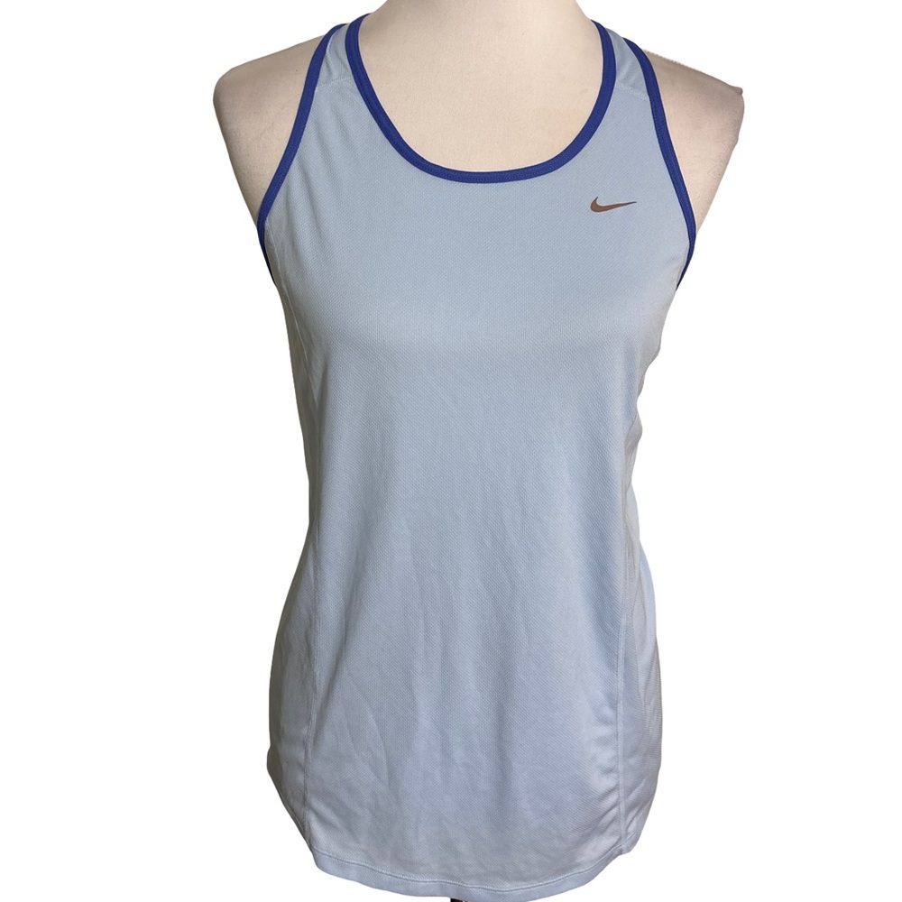 Nike Women's Sky Blue Tank Top with Navy Trim